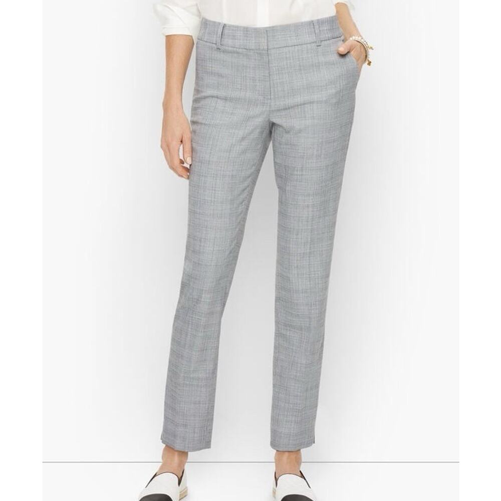 Talbots Hampshire Houndstooth Plaid Tapered Ankle Pants Sz 4 Petite Work Office
